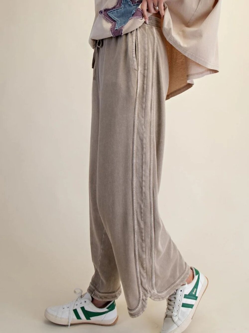 Three Bird Nest Mineral Wash Terry Knit Wide Leg Pants• XL - Picture 10 of 11